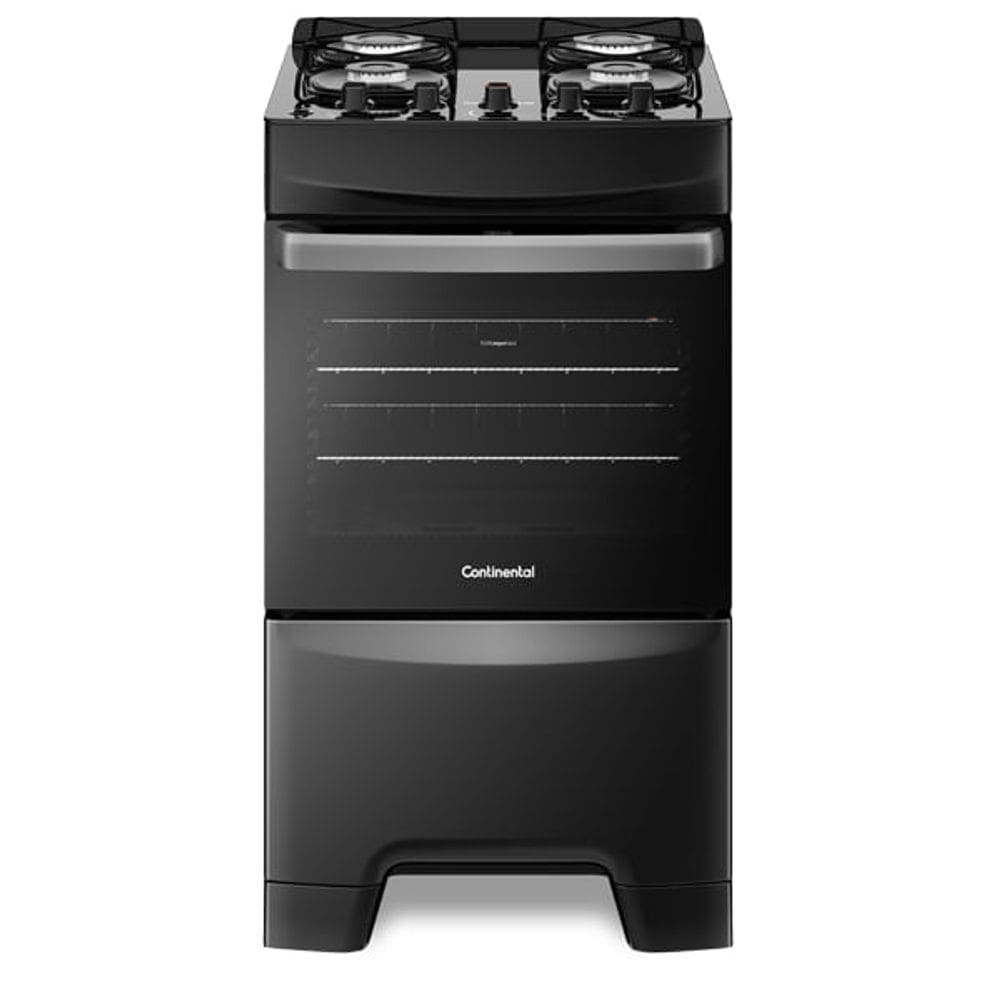 Fogão 4 Bocas Mesa de Vidro Preto Continental FC4GP