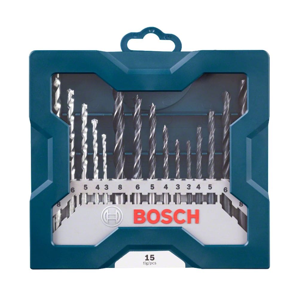 Kit De Brocas Bosch Mini X-Line 15 Peças Para Madeira Concreto Metal