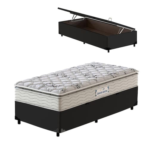 Box Baú Solteiro King Preta + Colchão de Espuma D33 Probel Guarda-Costas ProEvidence Plus 96cm Menor preço em Box Baú Solteiro King Preta + Colchão de Espuma D33 Probel Guarda-Costas ProEvidence Plus 96cm