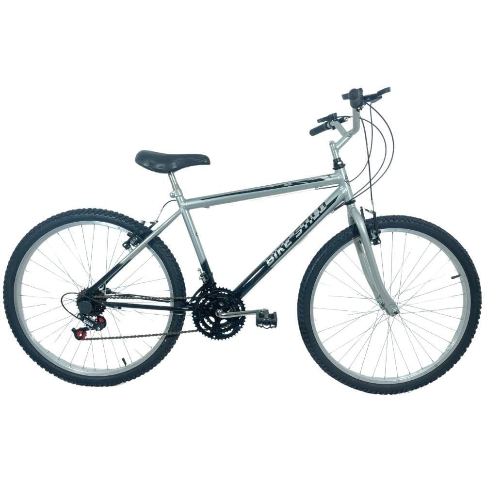 Bicicleta Passeio 18 Marchas Aro 26 Masculina Prata / Preto