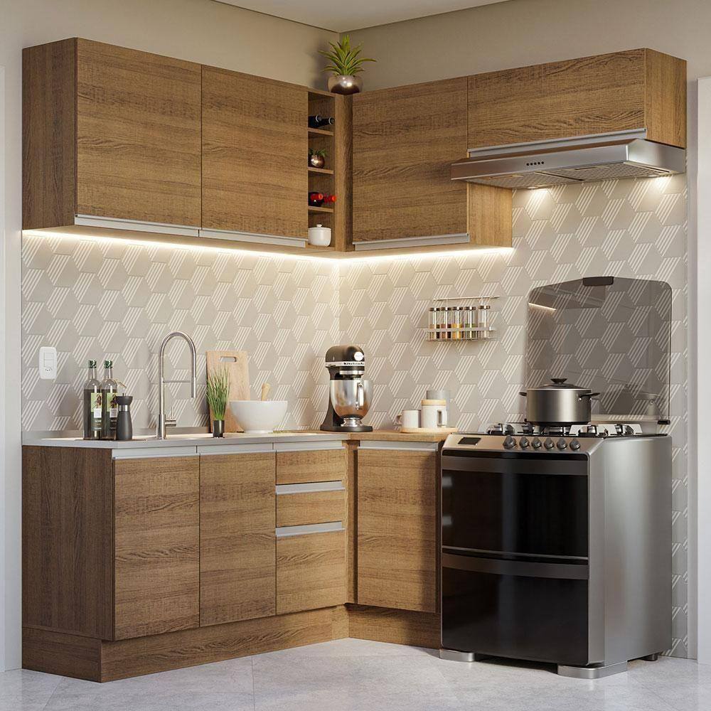 Armário De Cozinha 349Cm Rustic Glamy 07 Rustic