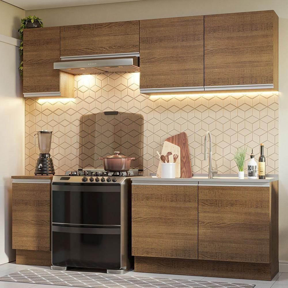 Armário De Cozinha 240Cm Rustic Glamy 10 Rustic