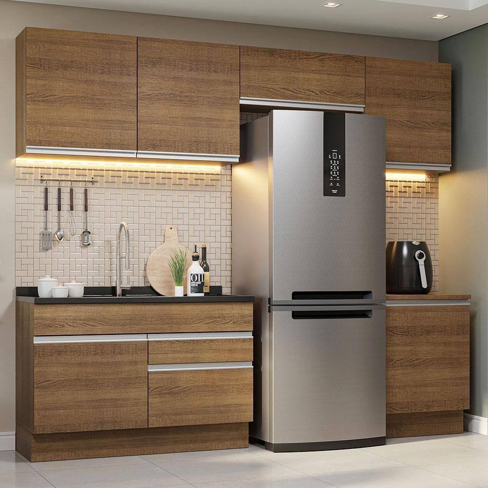 Armário De Cozinha 260Cm Rustic Glamy 05 Rustic