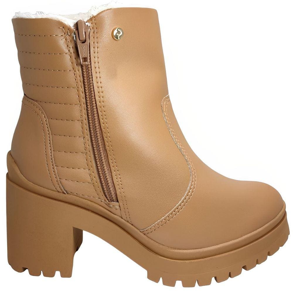 Bota Coturno Feminino Salto Médio Bloco com Forro em Pelo Ramarim 2350102