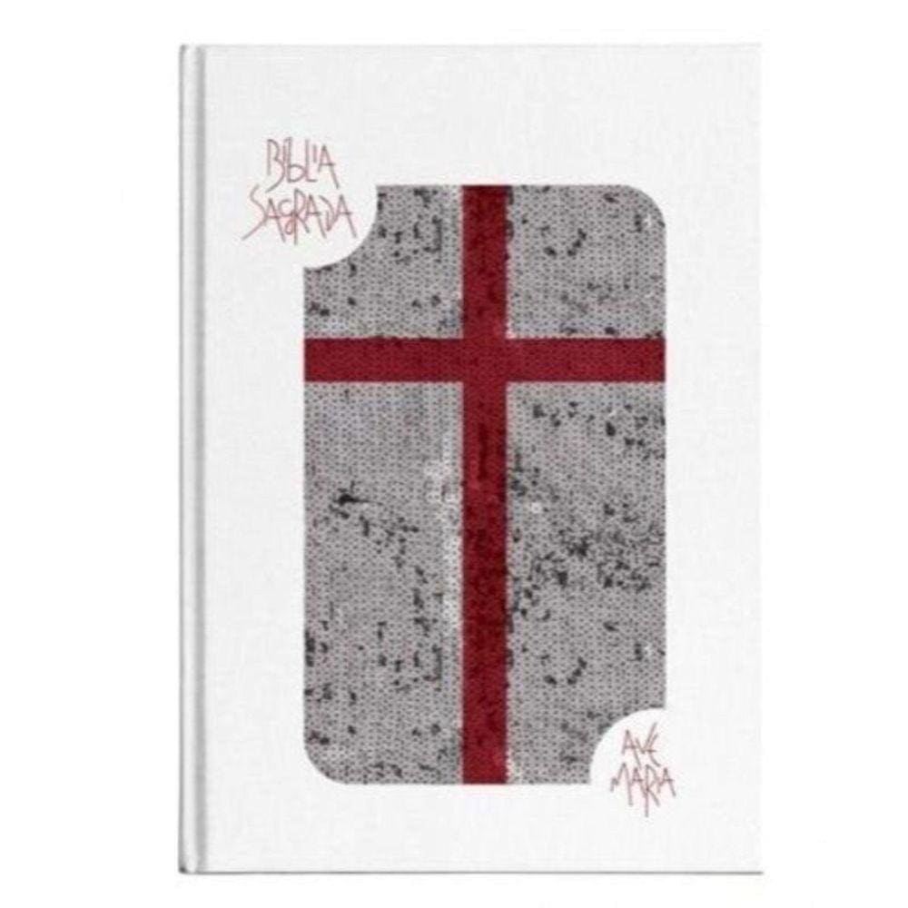 Biblia Sagrada Com Lantejoula Branca - Ave Maria