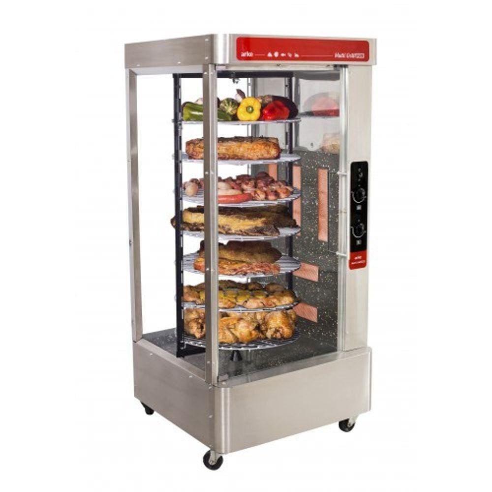 Assador Rotativo Multiuso 7 Grades 160 X 75 Cm Frango Carnes Aço Inox Multi Grill Manual - Arke