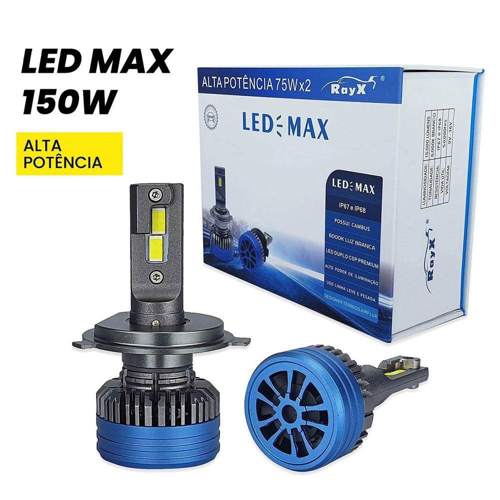 Kit LED MAX 150W HB3 6000K 15000Lm Bivolt Rayx