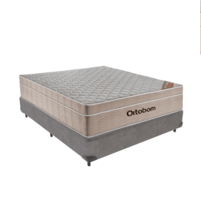 Cama Box Molas Ensacadas Cinza Casal Colchão Airtech Ortobom