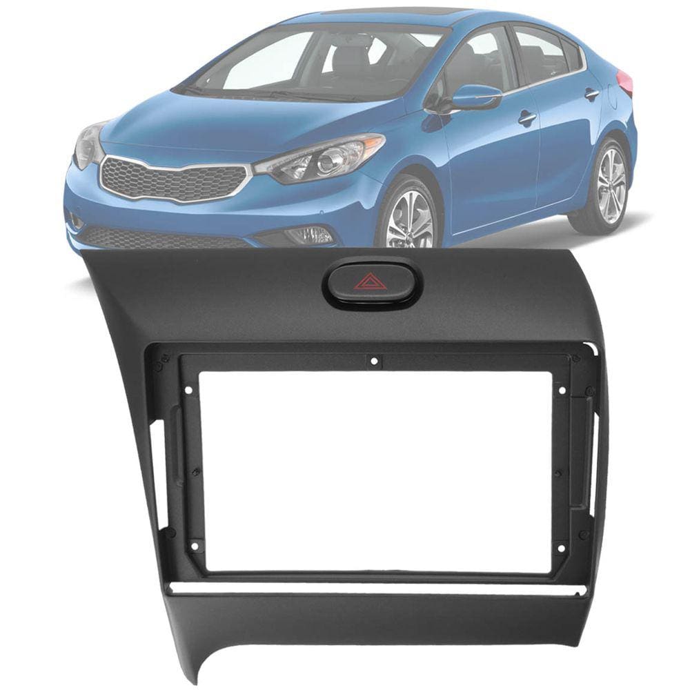 Moldura Painel 2 Din 9" Polegadas Kia Cerato 2013 até 2017 Preto