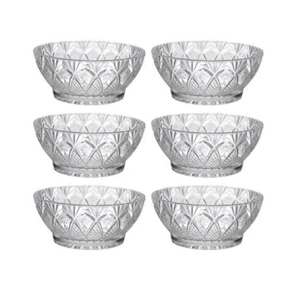 Jogo Tigelas Sobremesa VidroLapidado 6 peças 330ml