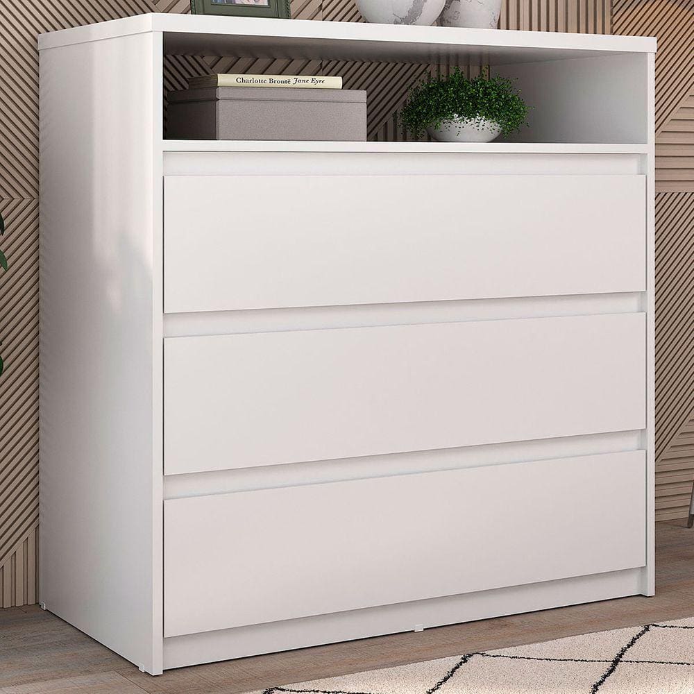 Cômoda Gales 3 Gavetas 100% Mdf Branco - Mambel