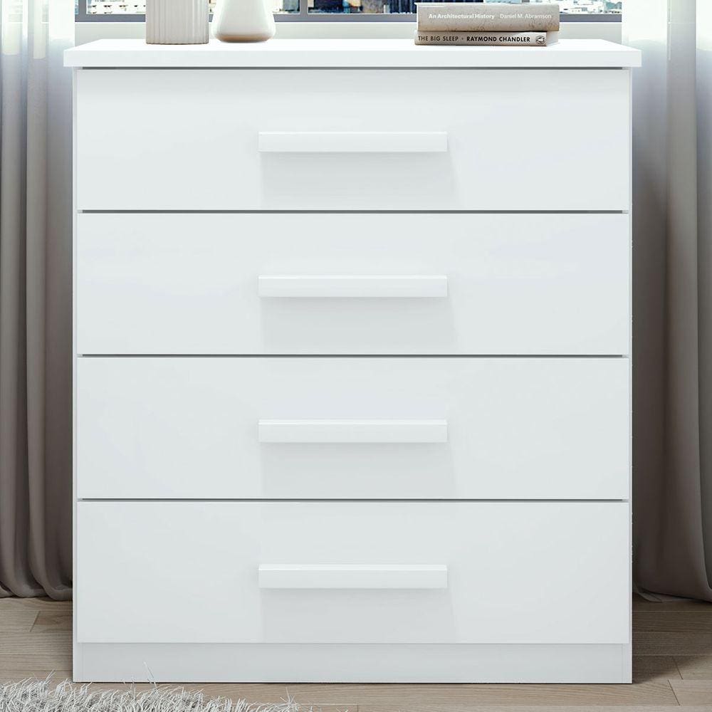 Cômoda Baião 4 Gavetas Branco - Móveis Lopas