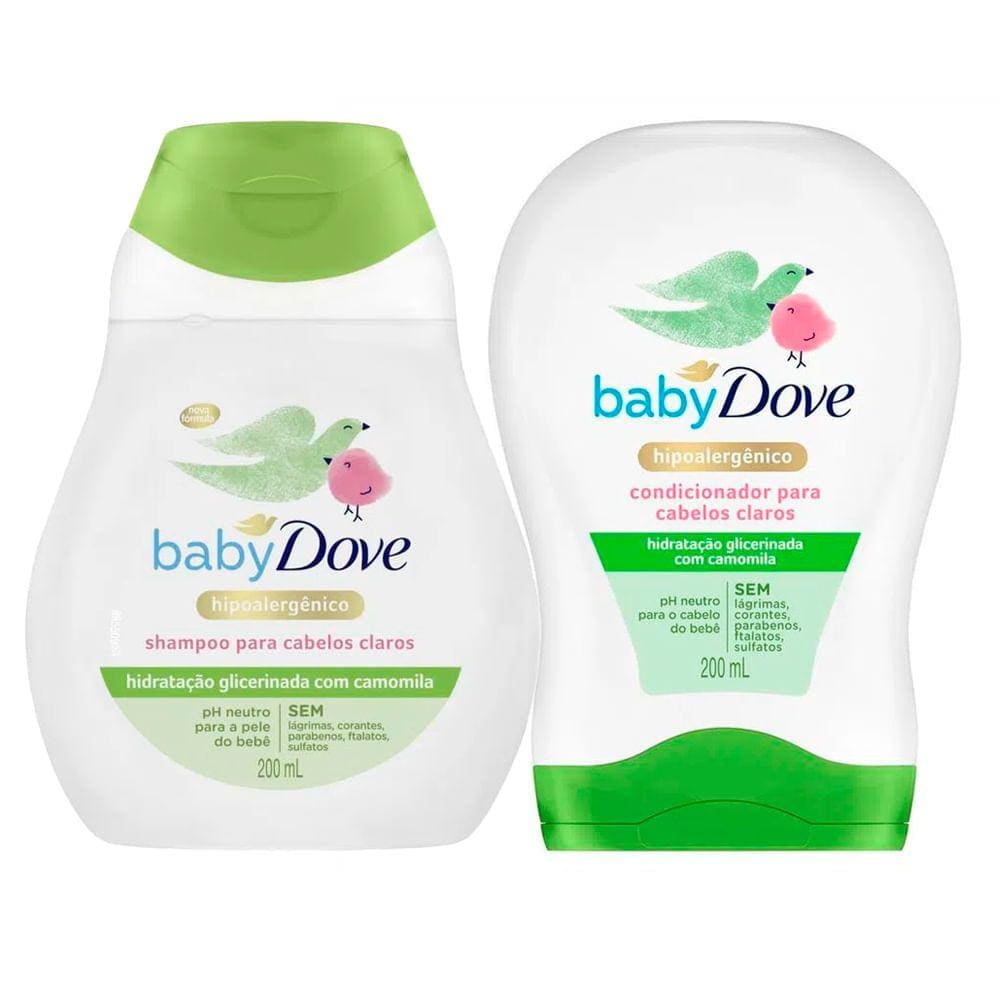Kit Shampoo e Condicionador Baby Dove Cabelos Claros Hidratação Enriquecida 200ml