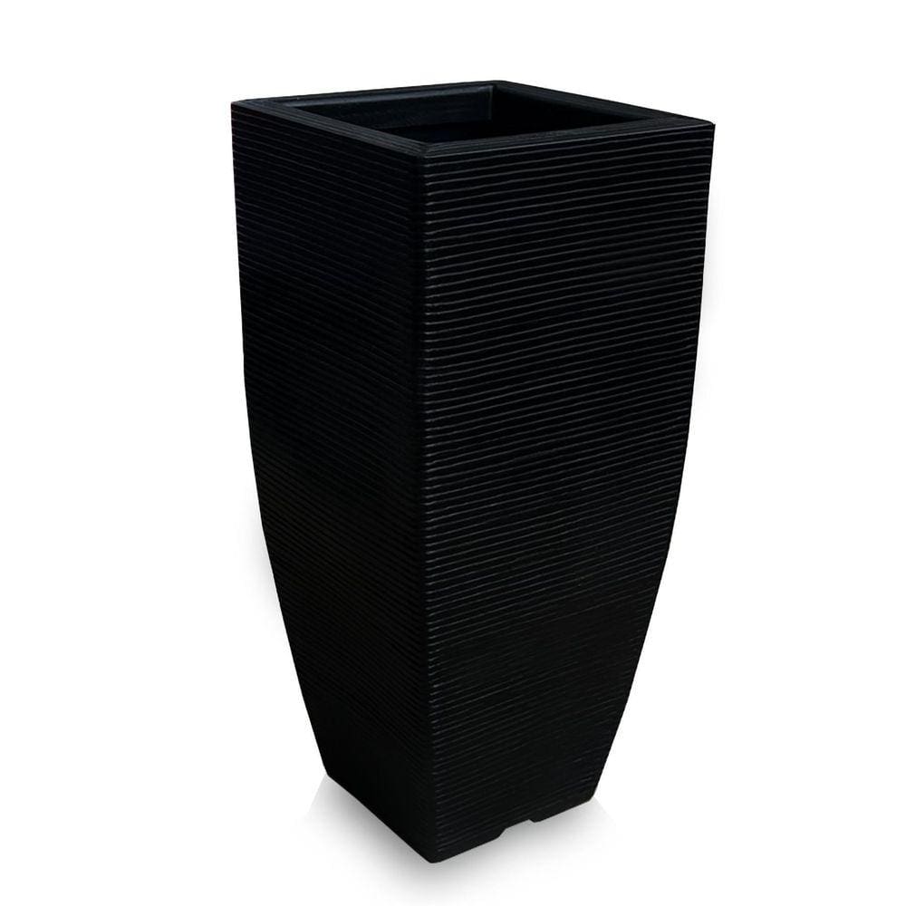 Vaso D Planta Quadrado Decorativo Polietileno 90X40 Cm Preto