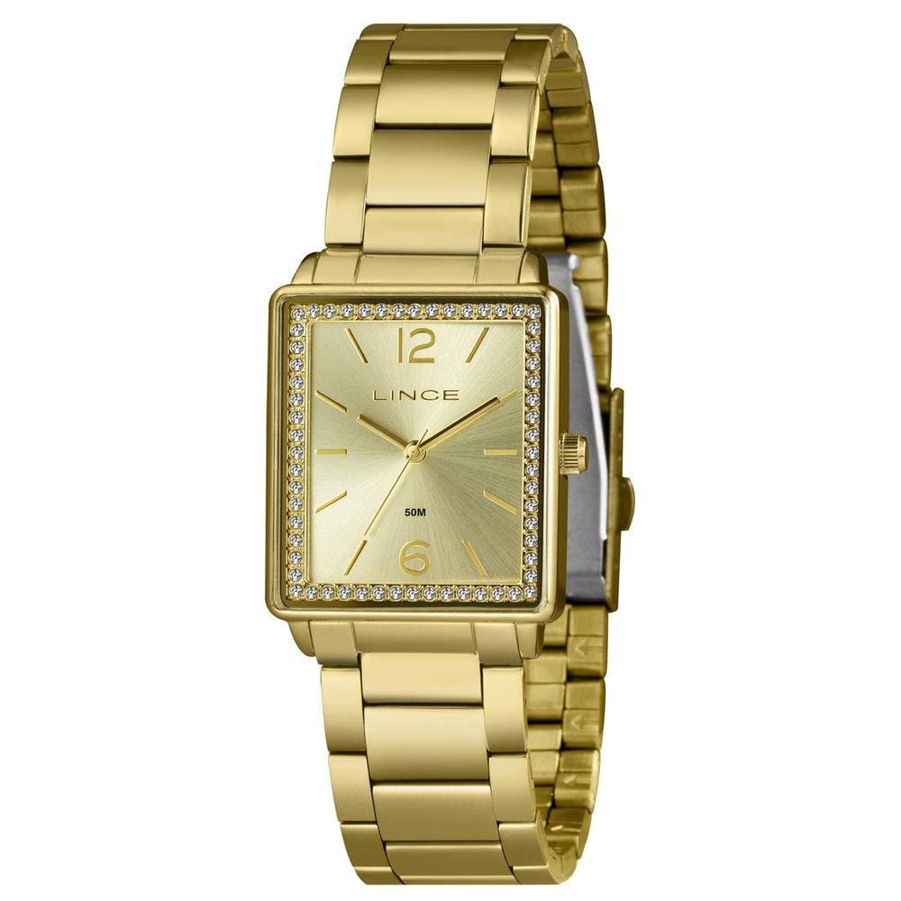 Relógio Lince Feminino Ref: Lqg4737l28 C2kx Retangular Dourado