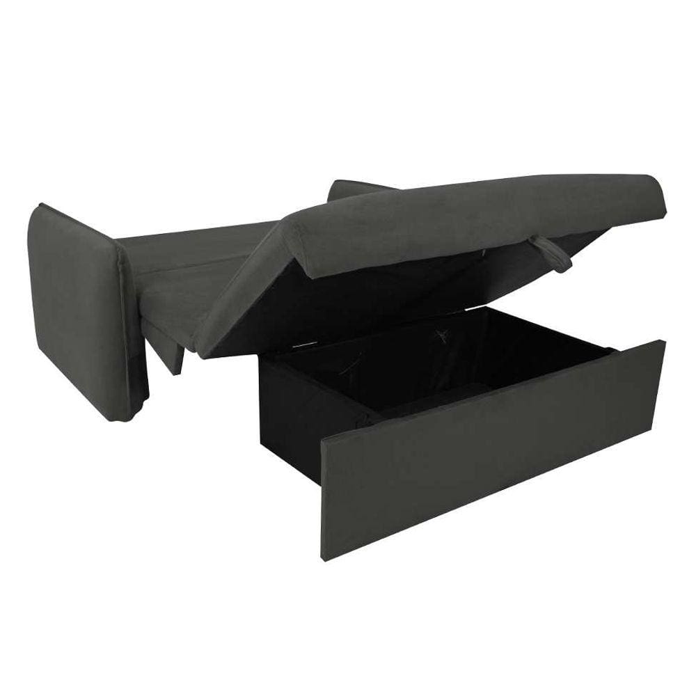sofá-cama casal com baú 2 lugares zaia suede cinza