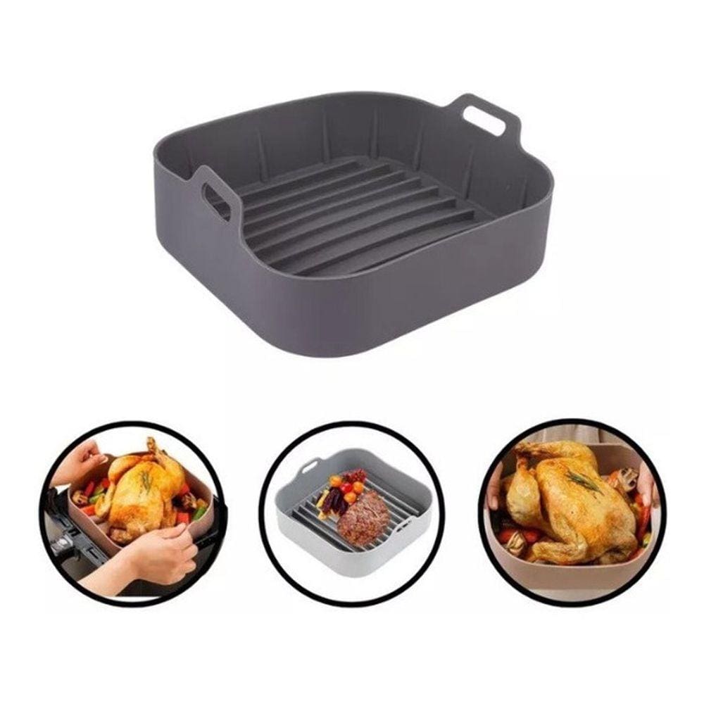 Forma Silicone Assadeira Para Air Fryer Fritadeira Com Alça