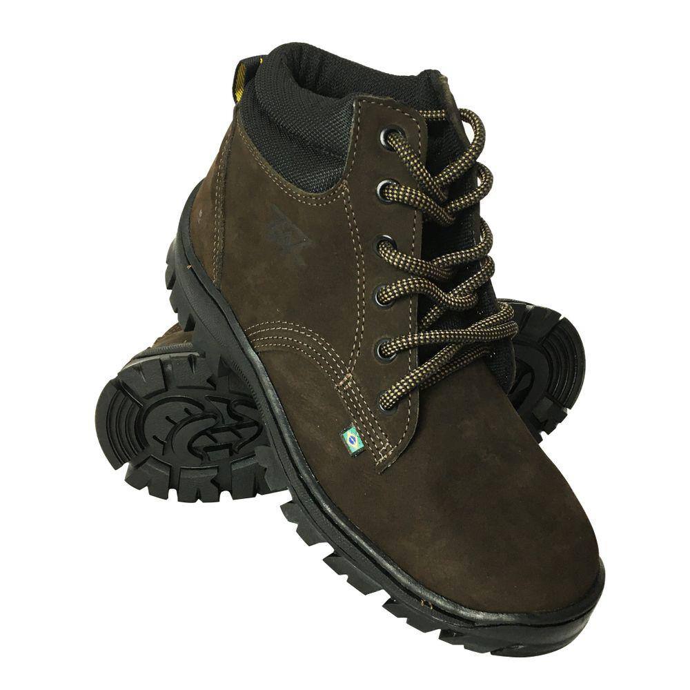 Botina Couro Nobuck com Pico PVC Café - 39