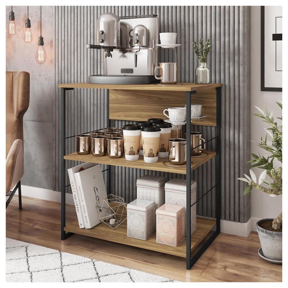 Mesa Para Café Aparador Buffet 68cm Fabrick Marrom Caemmun