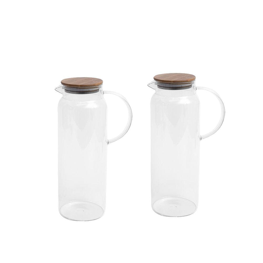 Kit 2 jarras de vidro borossilicato suco com tampa de bambu 2L - Oikos