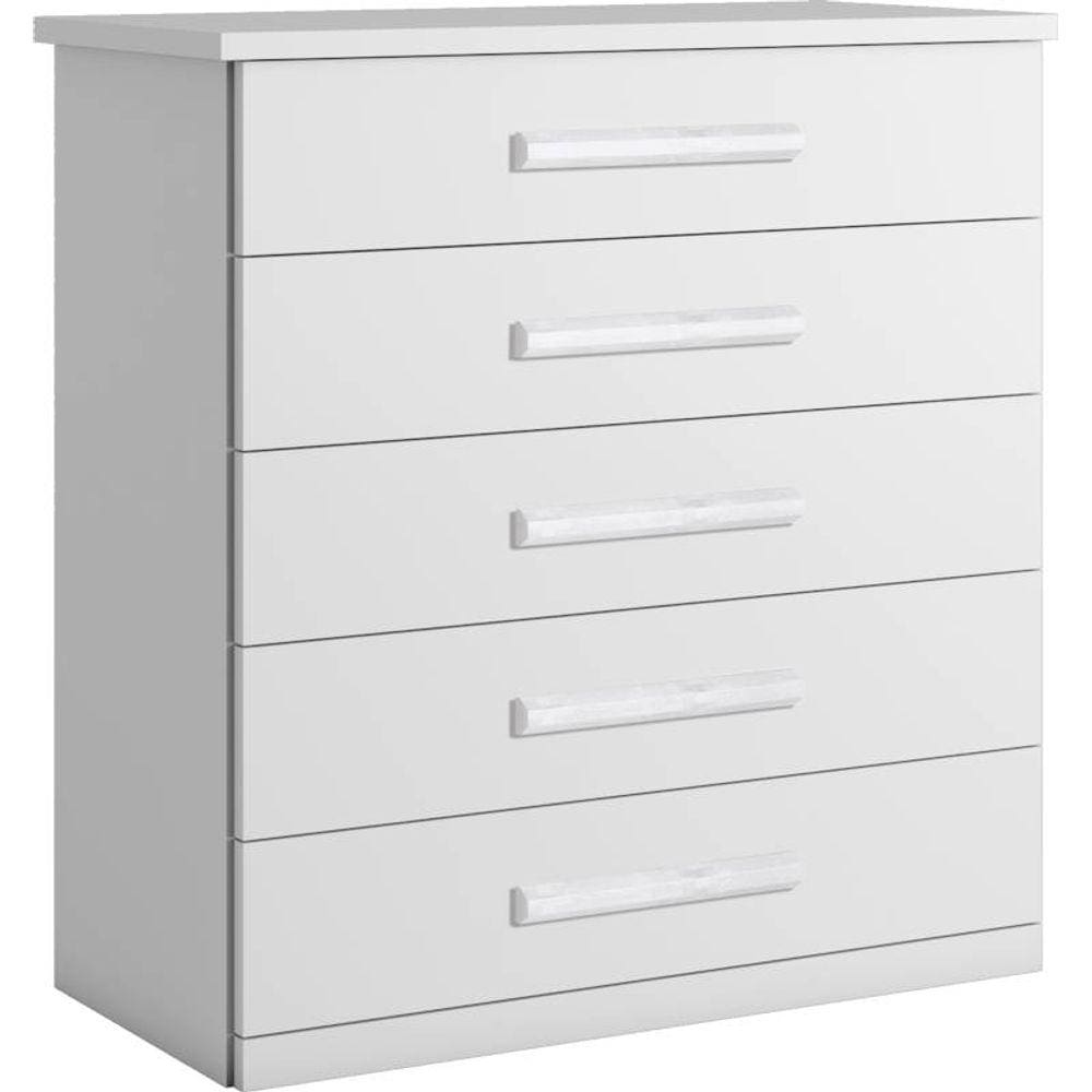 Cômoda para quarto 5 gavetas corrediças telescópicas - Toronto-Branco - Bianchi Móveis