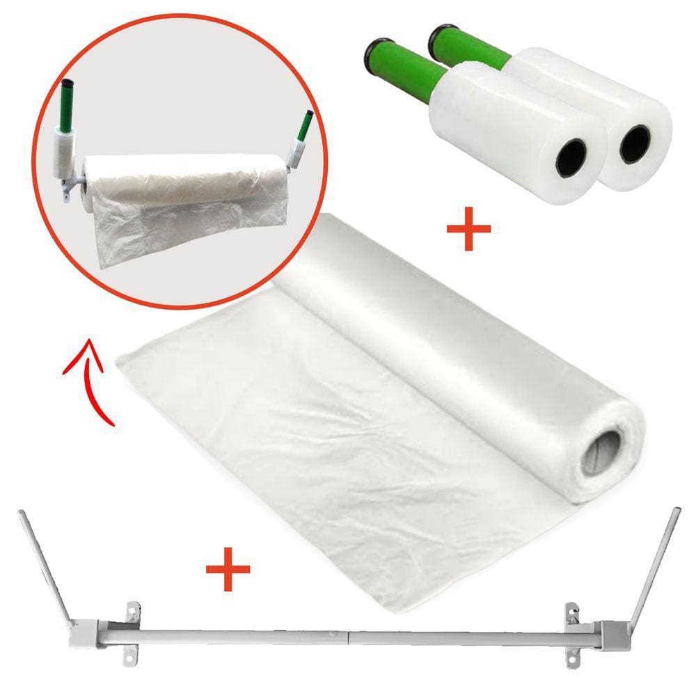 KIT Bobina Capa Plástica 4kg + Suporte + 2 Rolos Stretch