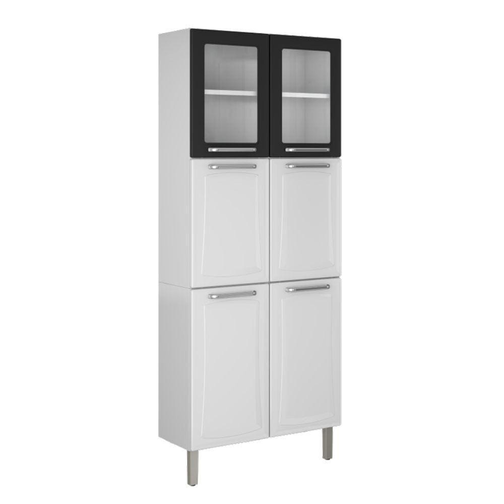 Paneleiro Duplo Vidro Itatiaia Aço 6 portas Branco e Preto Tarsila