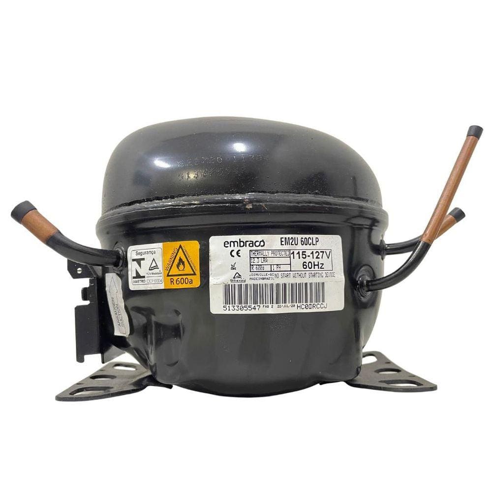 Motor Compressor 1/6 Em2U60Clp Embraco Gás R600 110V