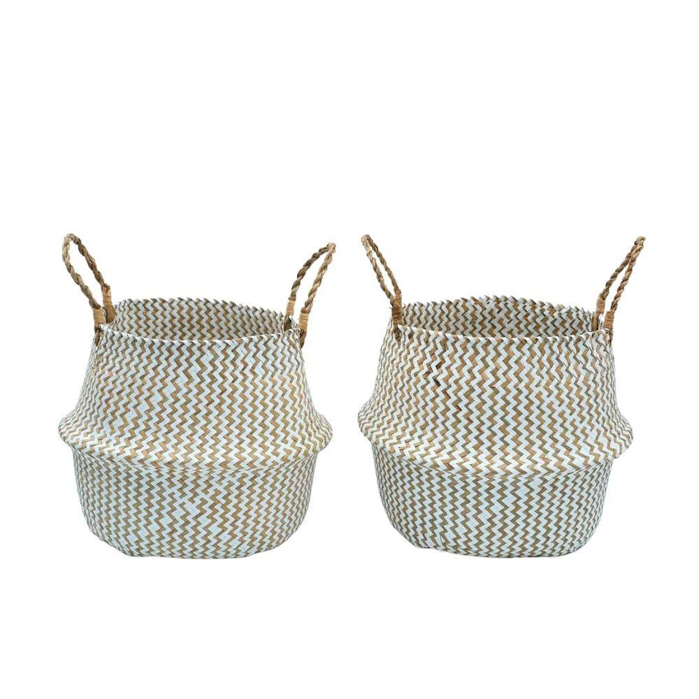 Kit 2 cestos organizadores multiuso decorativo branco seagrass - Oikos