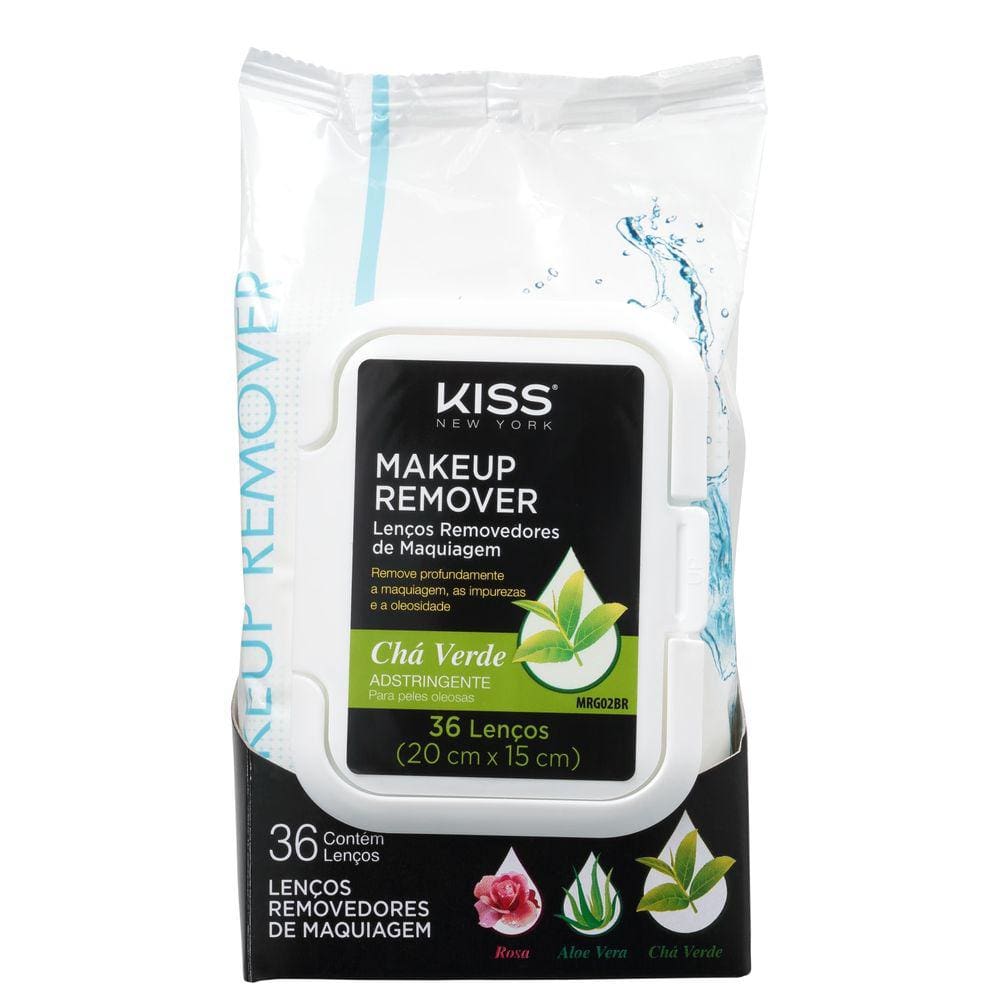 Kiss New York Chá Verde - Lenço Demaquilante 200g