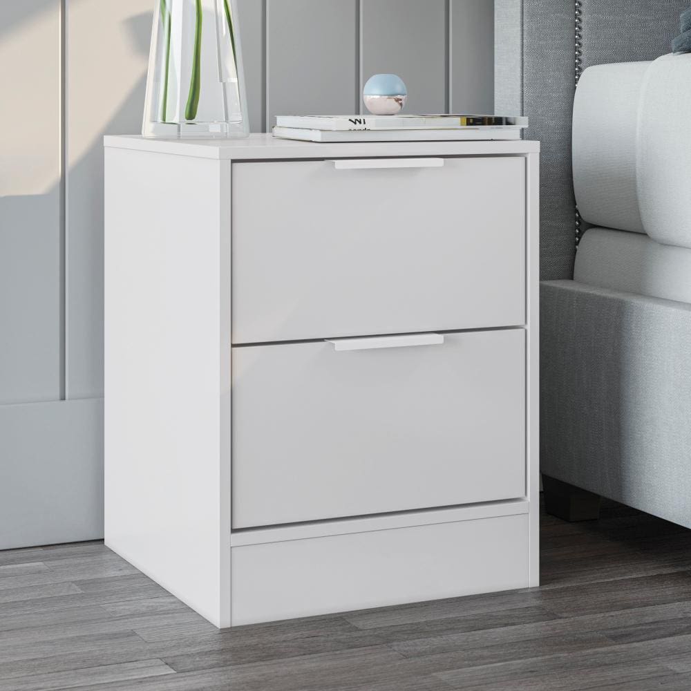 Mesa de Cabeceira Kappesberg 2 gavetas Branco Brilho