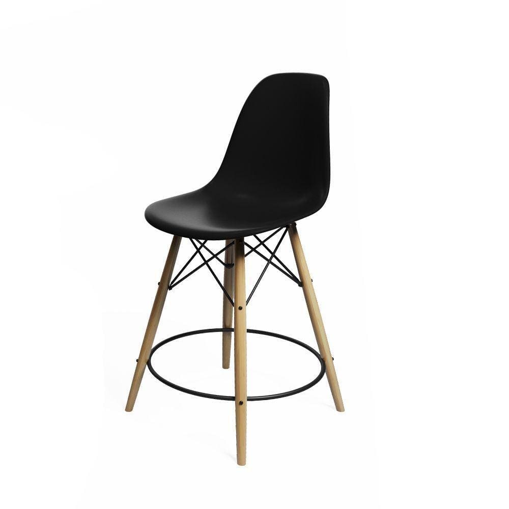 Cadeira Bistrô Madeira Eames Eiffel Assento Preto