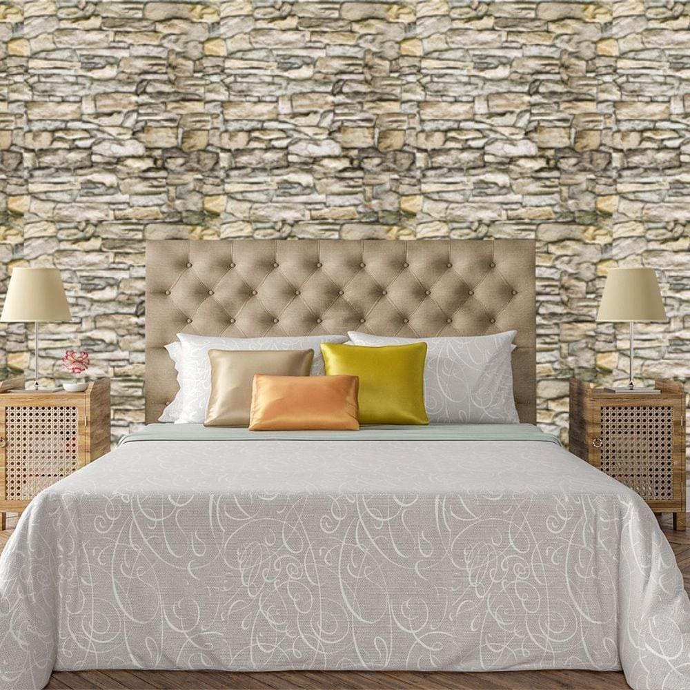 Papel De Parede Adesivo Pedra Canjiquinha Rustica Lavável Cozinha 3m