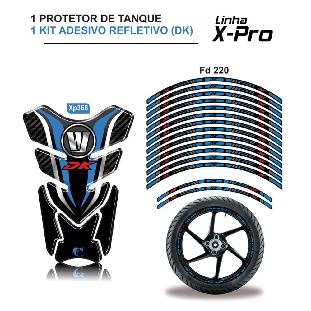 Combo Protetor Adesivo Tanque E Aro Moto Haojue Dk 150 Azul Azul E Preto