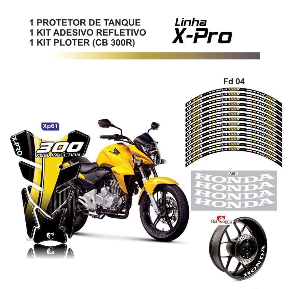 Combo Protetor Adesivo Tanque E Aro Moto Cb 300 Honda Amarela Amarelo E Preto