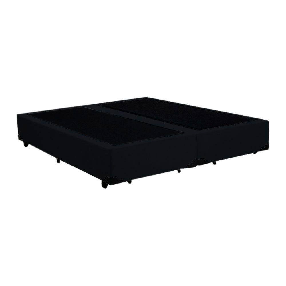 Base Box Blindado Casal Bipartido Homequeen Suede Preto 40x138x188