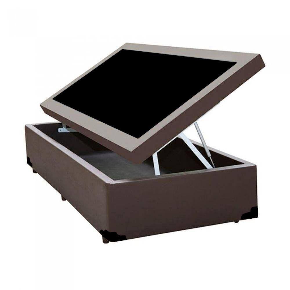 Cama Box Baú Solteirão Homequeen Corino Marrom 41x96x203