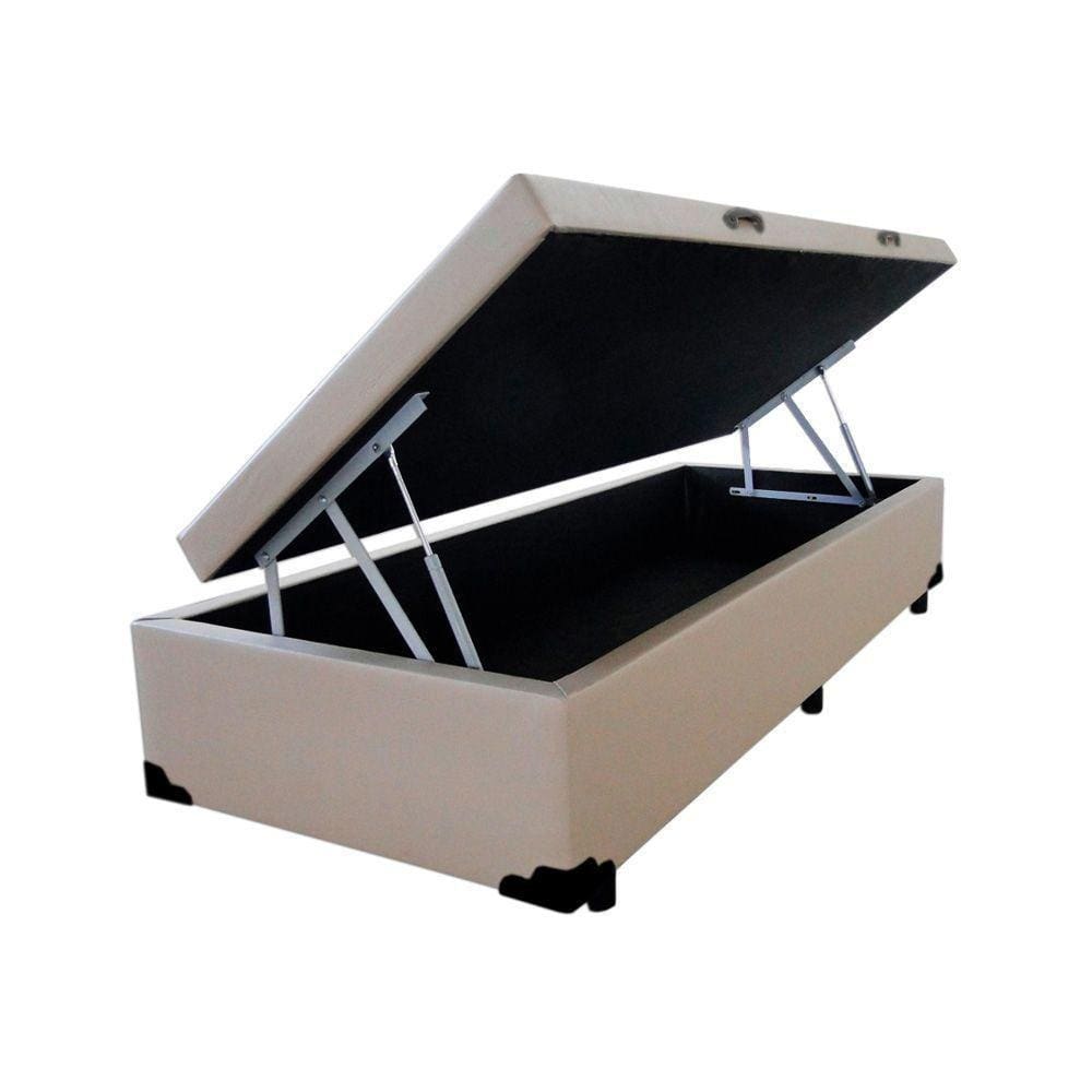 Cama Box Baú Solteirão Homequeen Corino Bege 41x96x203