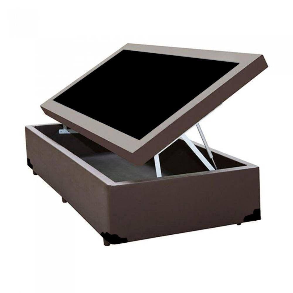Cama Box Baú Solteirão Homequeen Corino Marrom 41x96x203