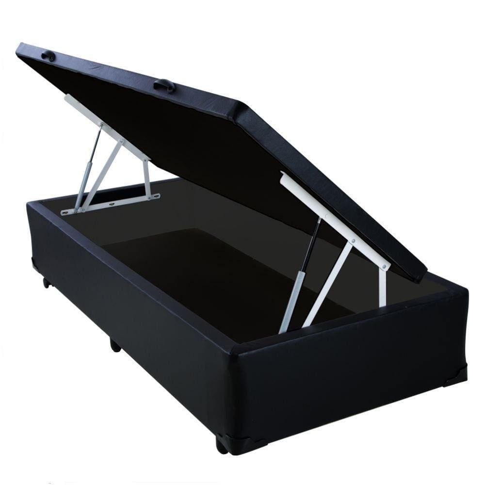 Cama Box Baú Solteirão Homequeen Corino Preto 41x96x203