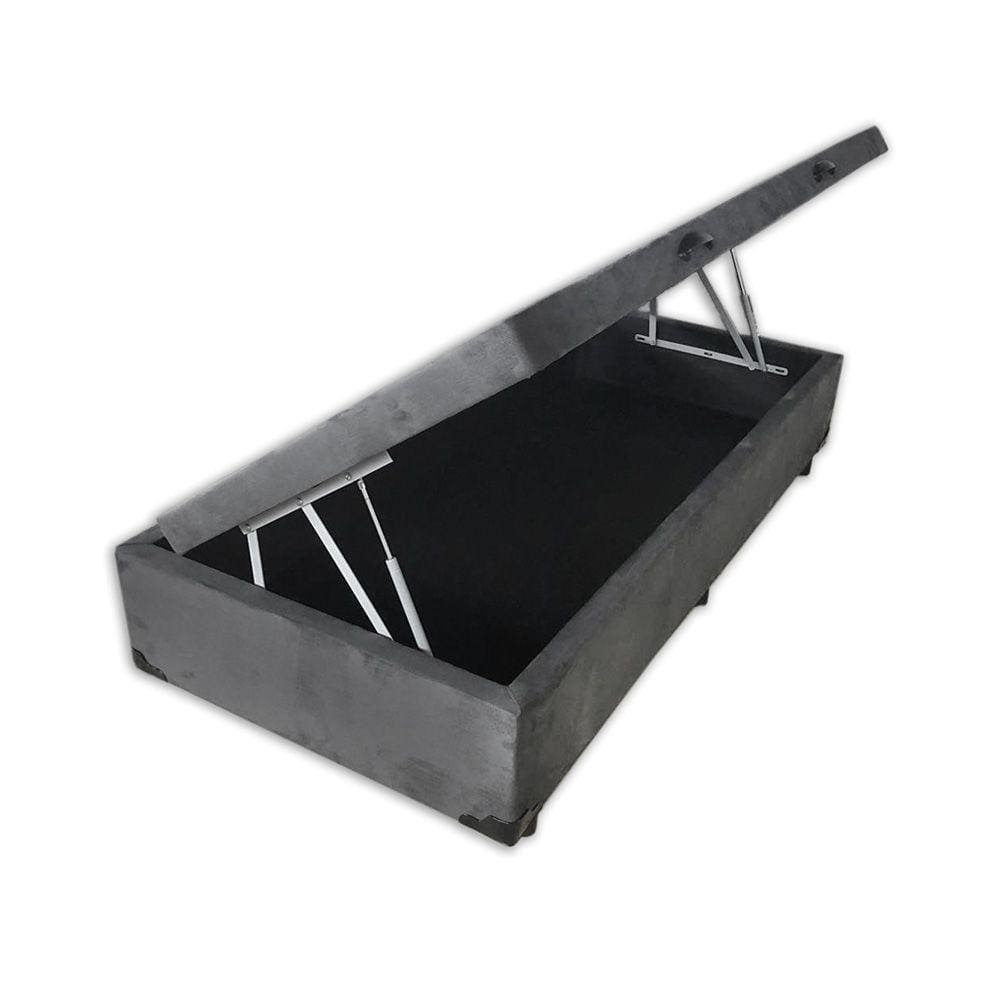 Cama Box Baú Solteirão Homequeen Suede Cinza 41x96x203