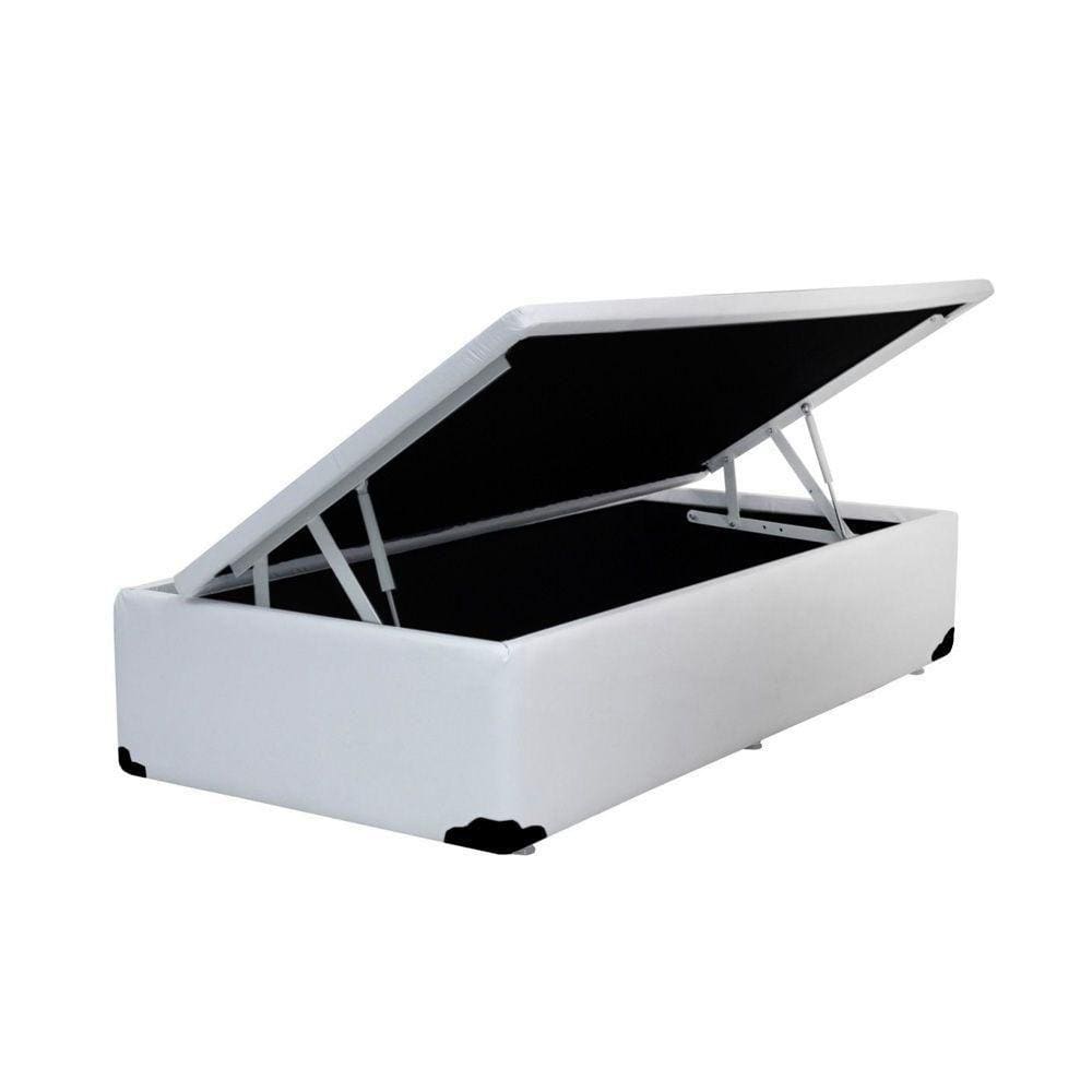 Cama Box Baú Solteiro Extremo Reforçado Homequeen Sintético Branco 41x88x188