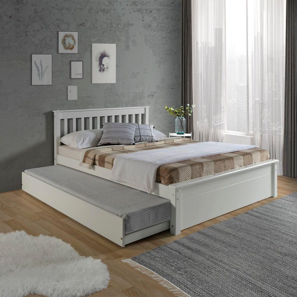 Conjunto Cama Casal Inglesa com Cama Auxiliar em Madeira Maciça Mv Outlet