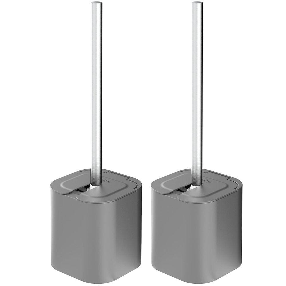 Conjunto 2 Escovas Sanitárias Com Suportes Para Banheiro Lavabo Polipropileno Dual Ou Cinza