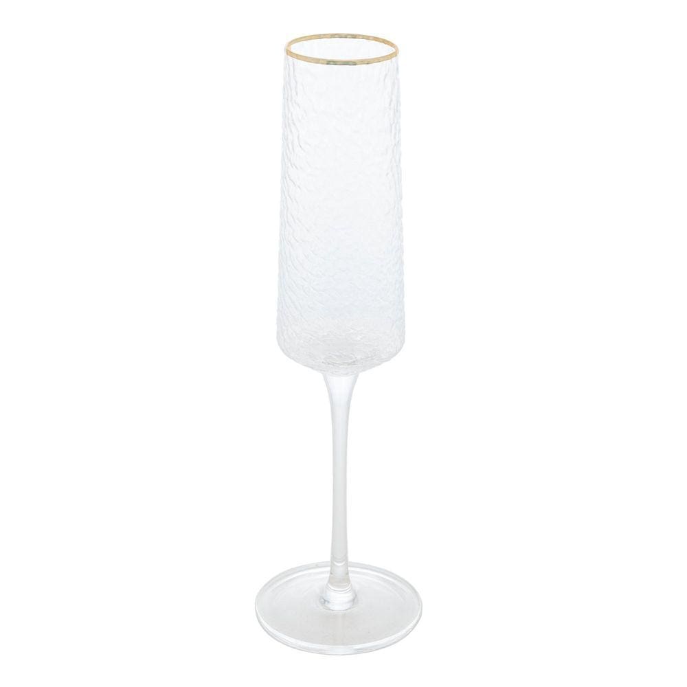 Taça Para Champanhe Em Cristal Martelado Petra 300ml Lyor Âmbar