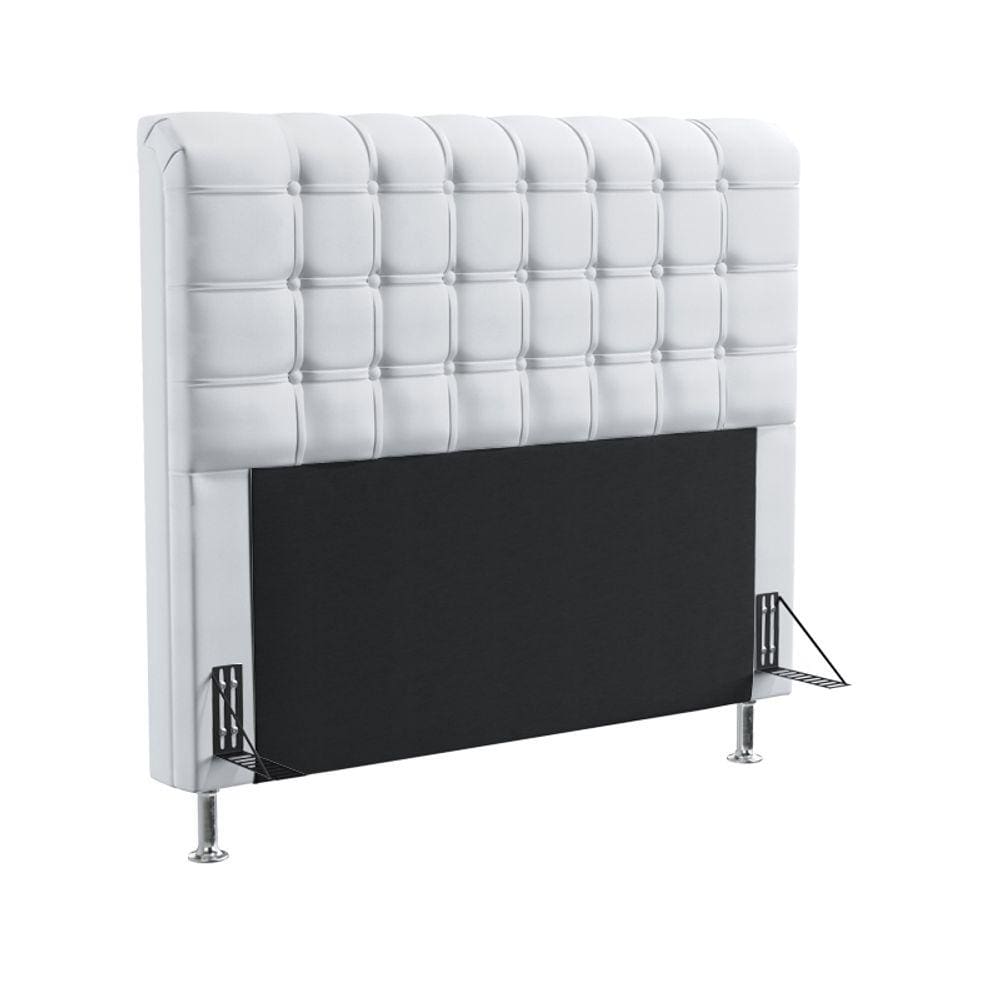 Cabeceira Dama 140 Casal Couro Branco Aradecor