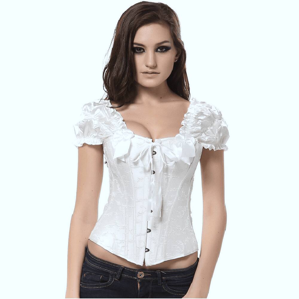 Corpete Corset Corselet Espartilho Modelador Branco Com Alcinha M553