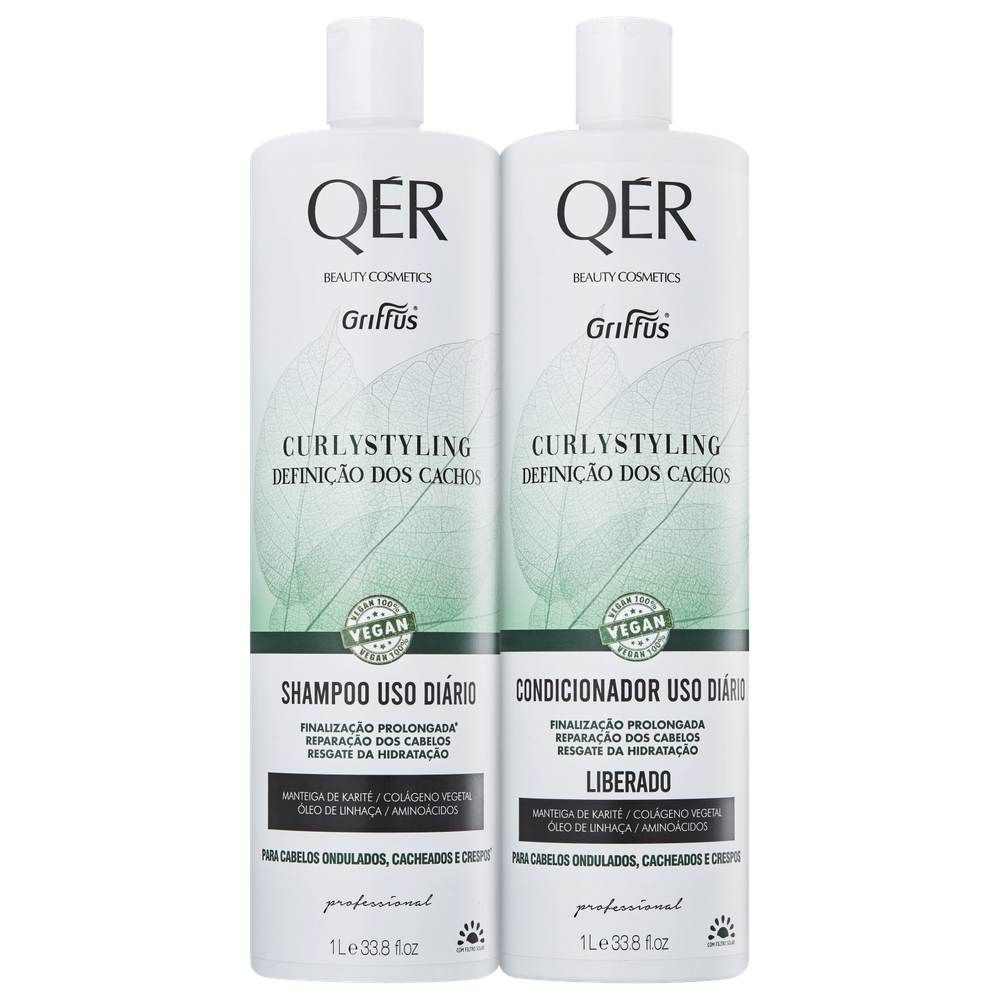 Kit Griffus QÉR Beauty Cosmetics Curly Styling - Shampoo 1L + Condicionador 1L