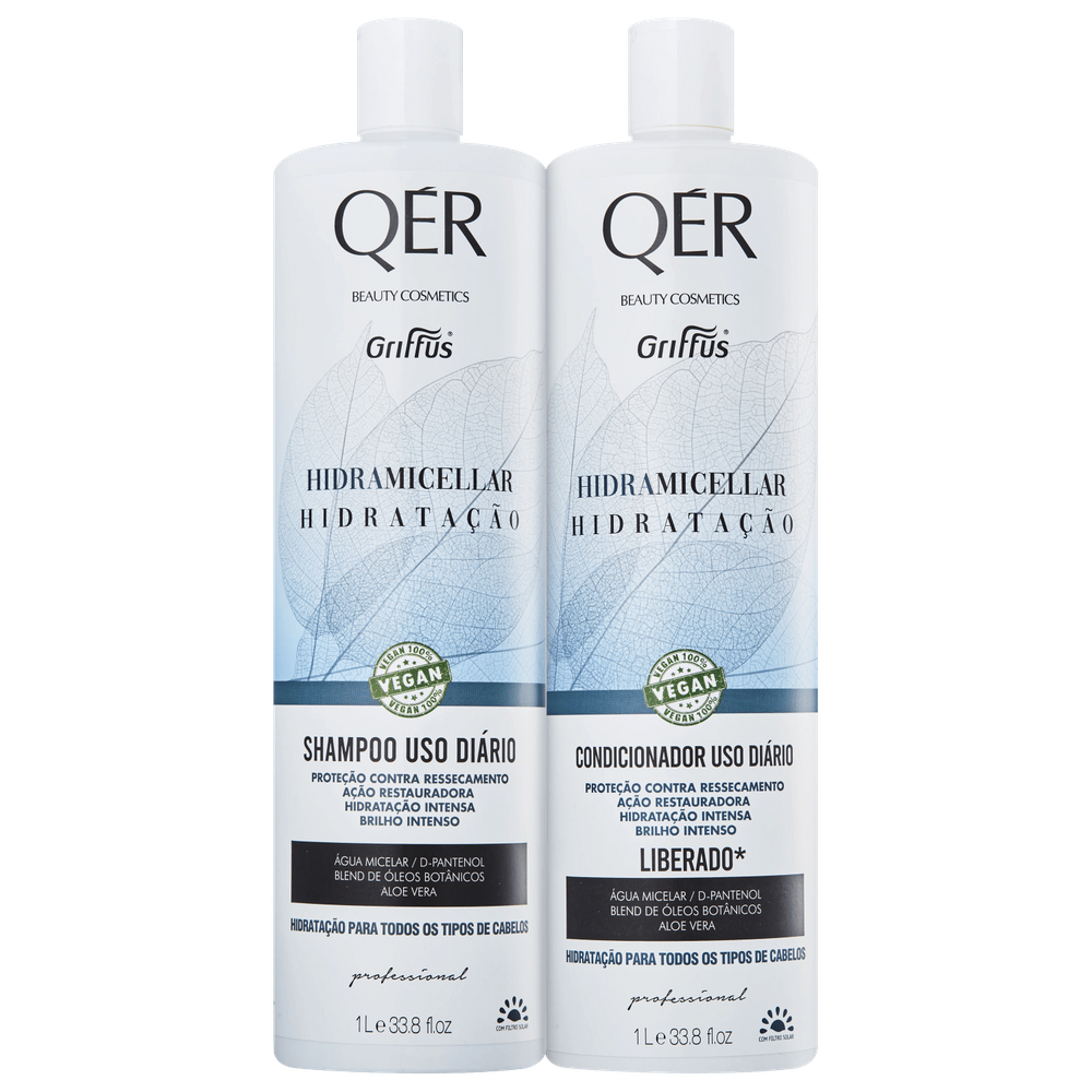 Kit Griffus QÉR Beauty Cosmetics Hidramicellar - Shampoo 1L + Condicionador 1L