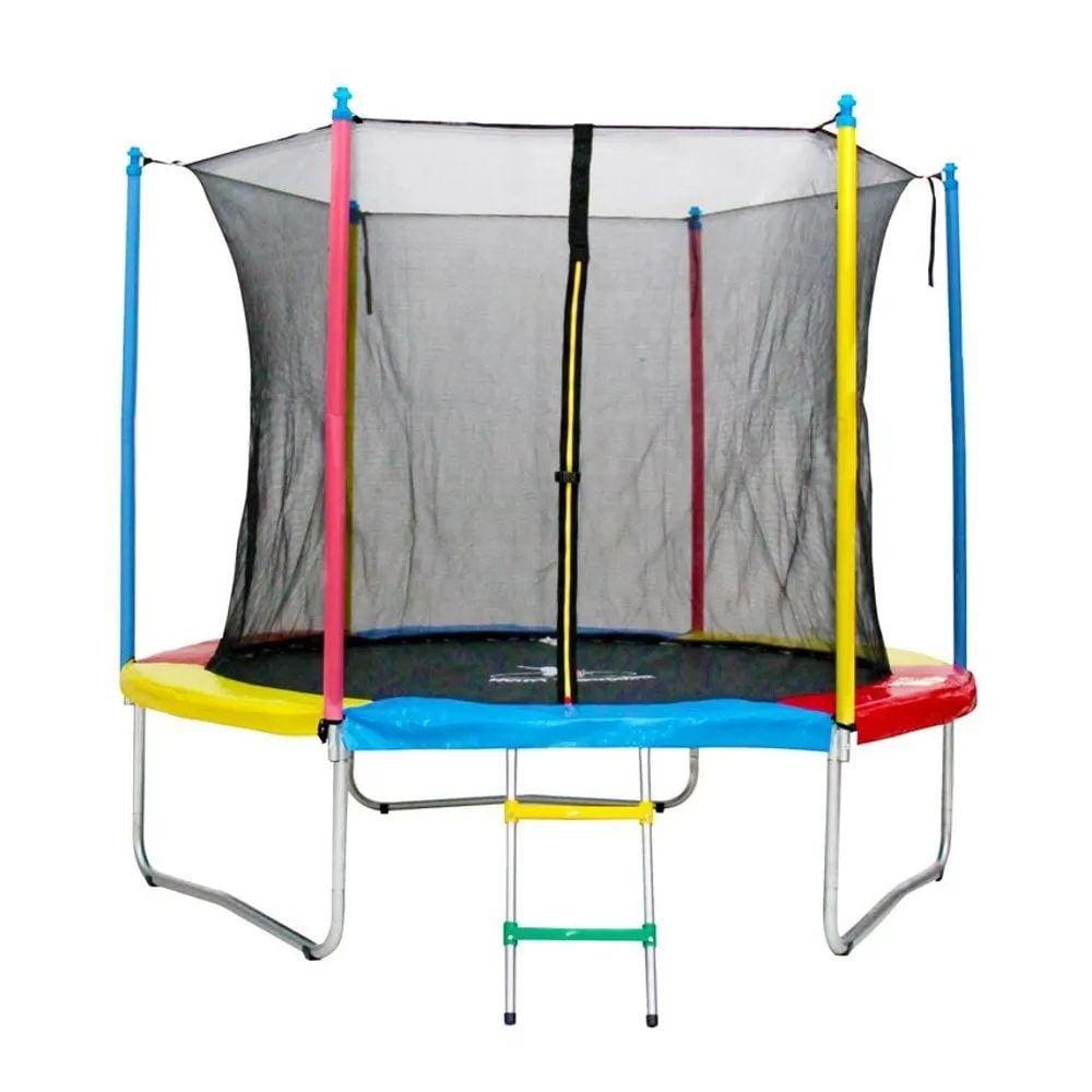 Cama Elástica Pula Pula 2,44m P.Color Henri Trampolim Linha Plus c/Ziper Preta